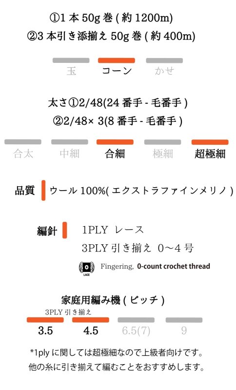 画像6: 超極細エクストラファインメリノウール100% 50g /1200m (合細-3本引き揃えタイプ50g/400mもあり) (6)