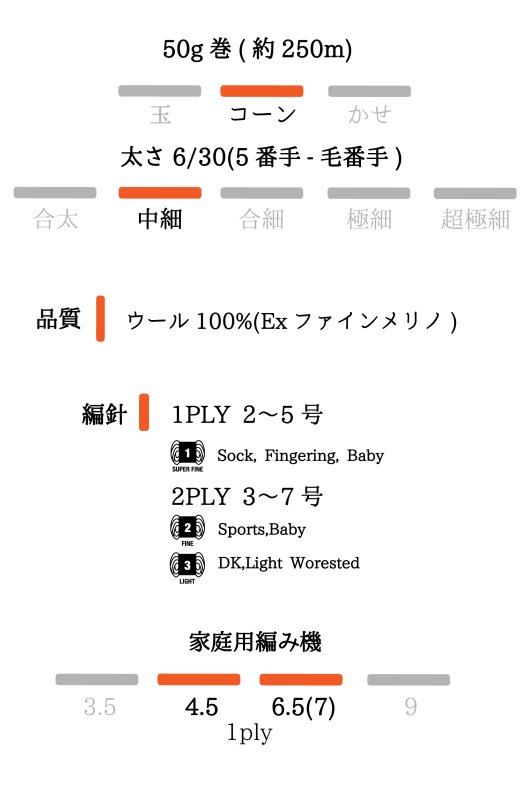 画像5: 中細・イタリア製 半防縮Exファインメリノウール100%杢糸/ 50g巻250m (5)