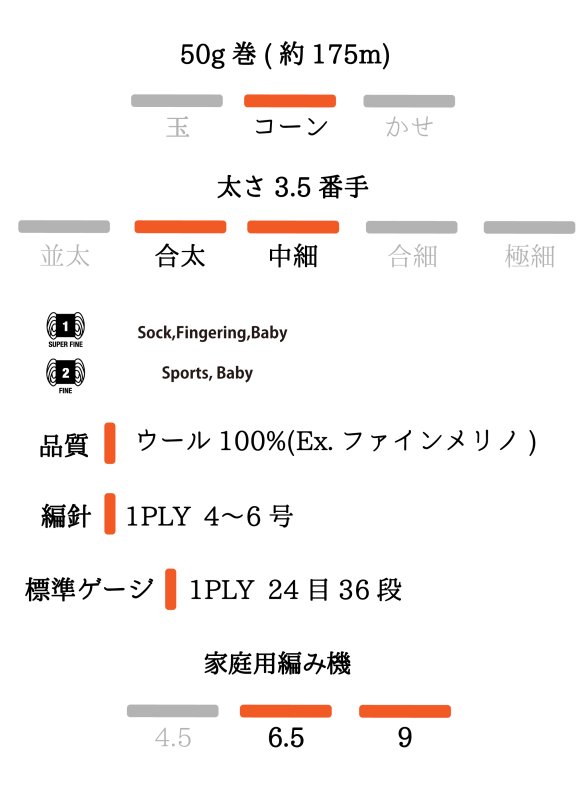 画像6: 合太〜中細 イタリア製半防縮Ex.ファインメリノ100%リリアン/ 50g・約175m巻 9色 (6)